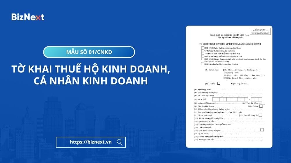 Mẫu số 01/CNKD: Tờ khai thuế hộ kinh doanh, cá nhân kinh doanh