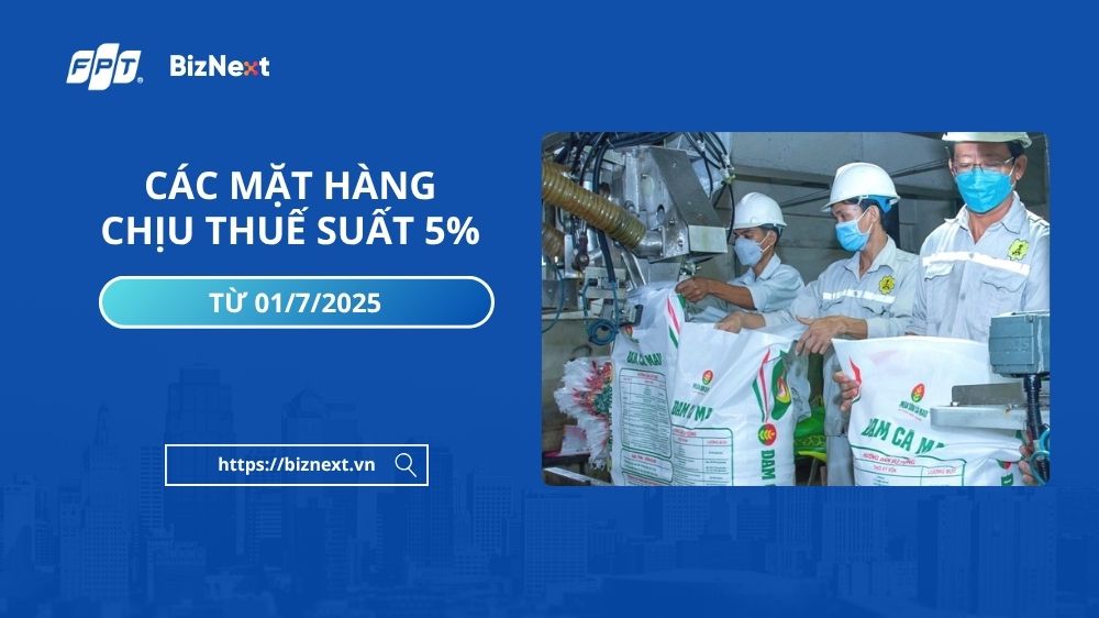 Các mặt hàng chịu thuế suất 5% mới nhất từ ngày 01/7/2025