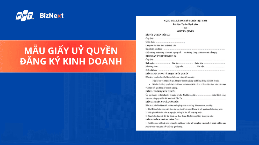 Mẫu giấy uỷ quyền đăng ký kinh doanh