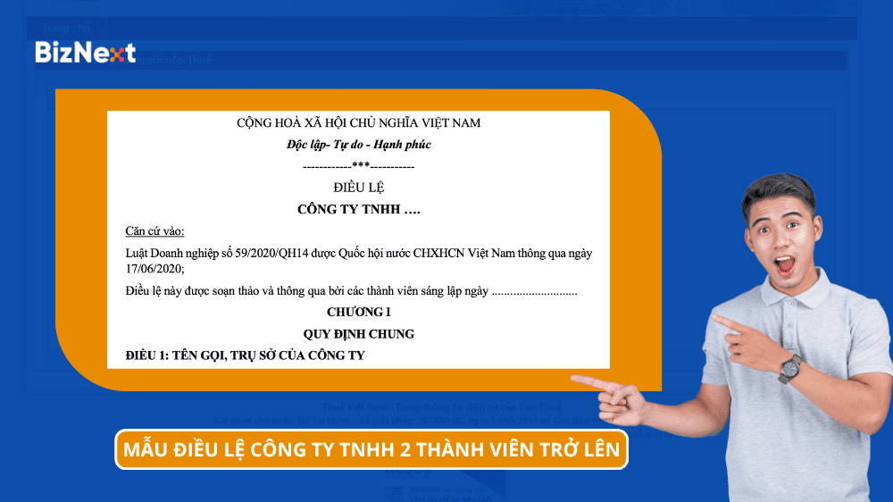 Tải mẫu điều lệ công ty TNHH 2 thành viên trở lên mới nhất