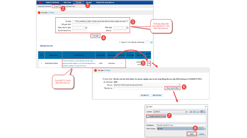 Nộp thuyết minh BCTC