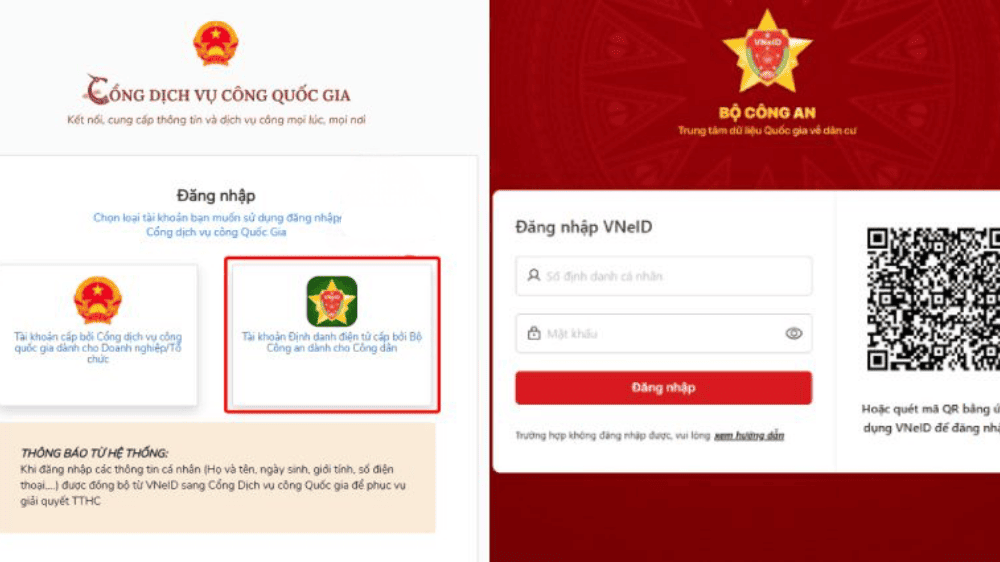 Đăng nhập vào hệ thống VneID